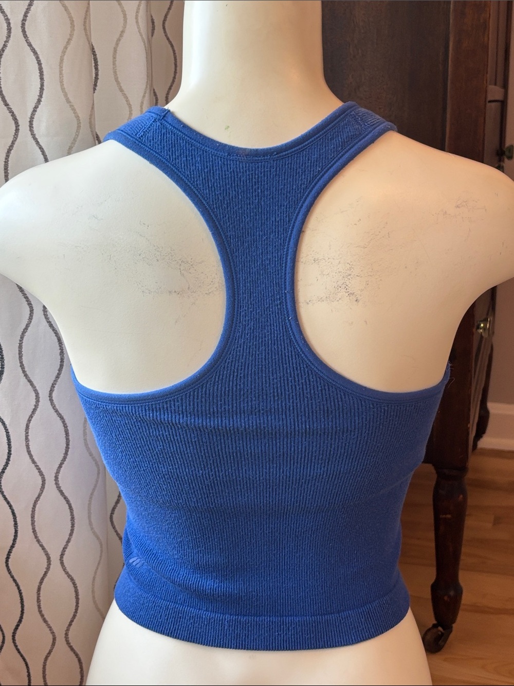All In Motion Blue Ribbed Racerback Crop Tank size: XS - Picture 2 of 3